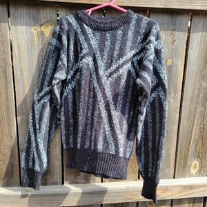 Vintage 80s/90s Knit Sweater Kids Unisex Kids 8-10 Gray Multi-colored Speckled